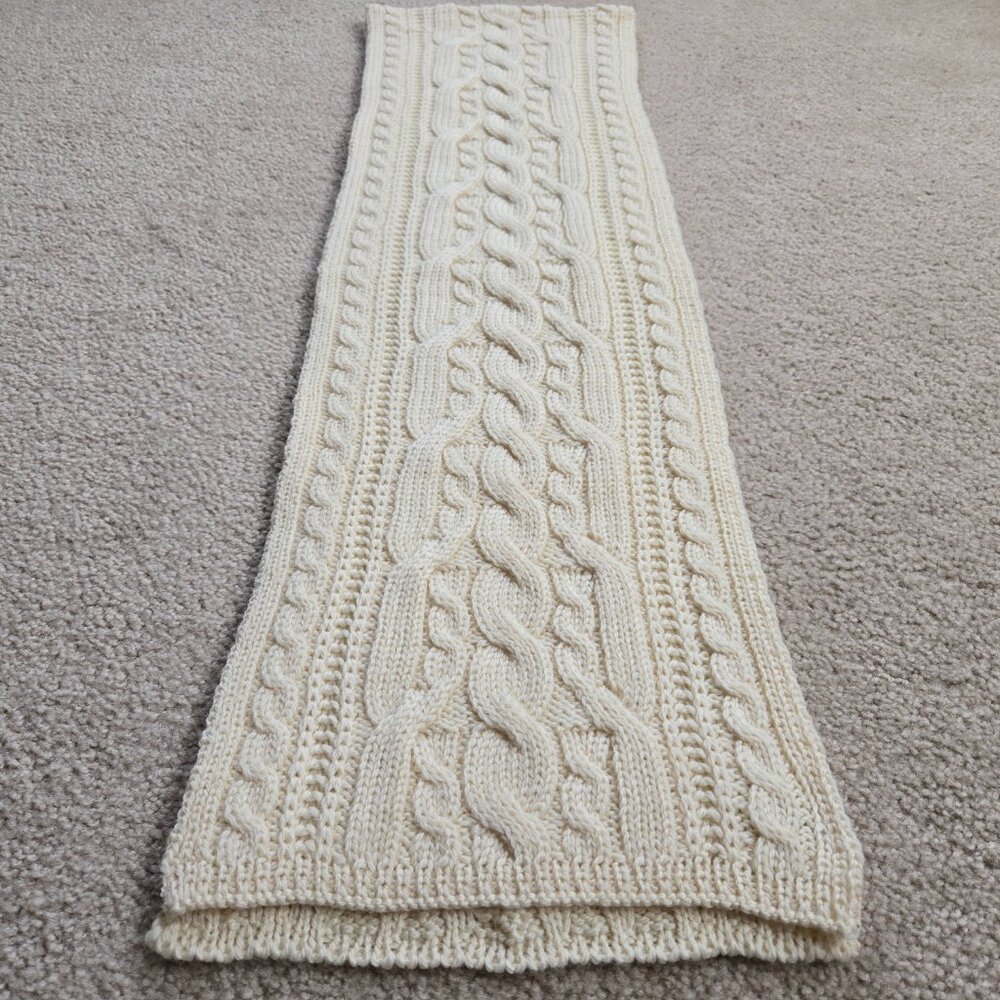 NWOT Bonner of Ireland Cable Knit Ivory Wool Scarf - Picture 5 of 12